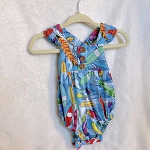Posh Peanut Waves 0-3 Bubble Romper GUC